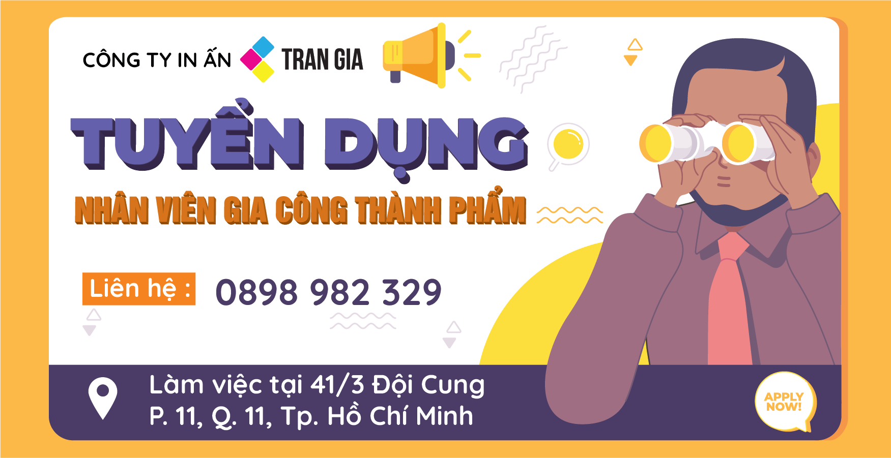 Tuyển dụng nhân viên gia công thành phẩm